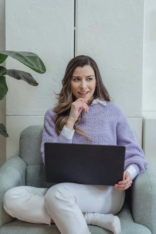 Female using computer